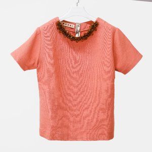 Marni AW/11 Runway Beaded Collar Wool Tee